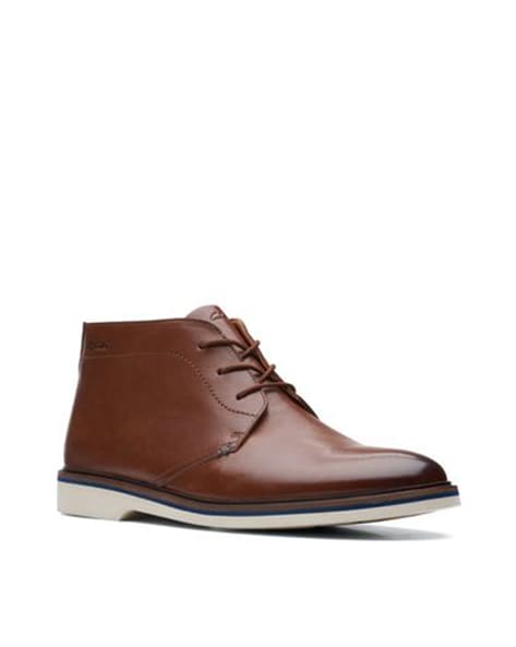 Clarks Plain-Toe Boots with Lace Fastening