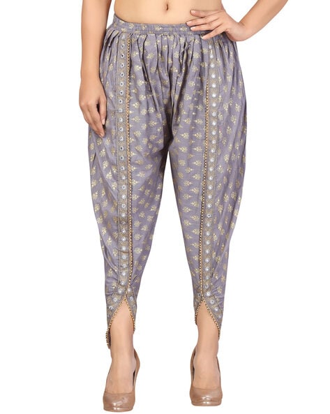 Ethnic trousers for women loose ankles tightened and printed Indian sari
