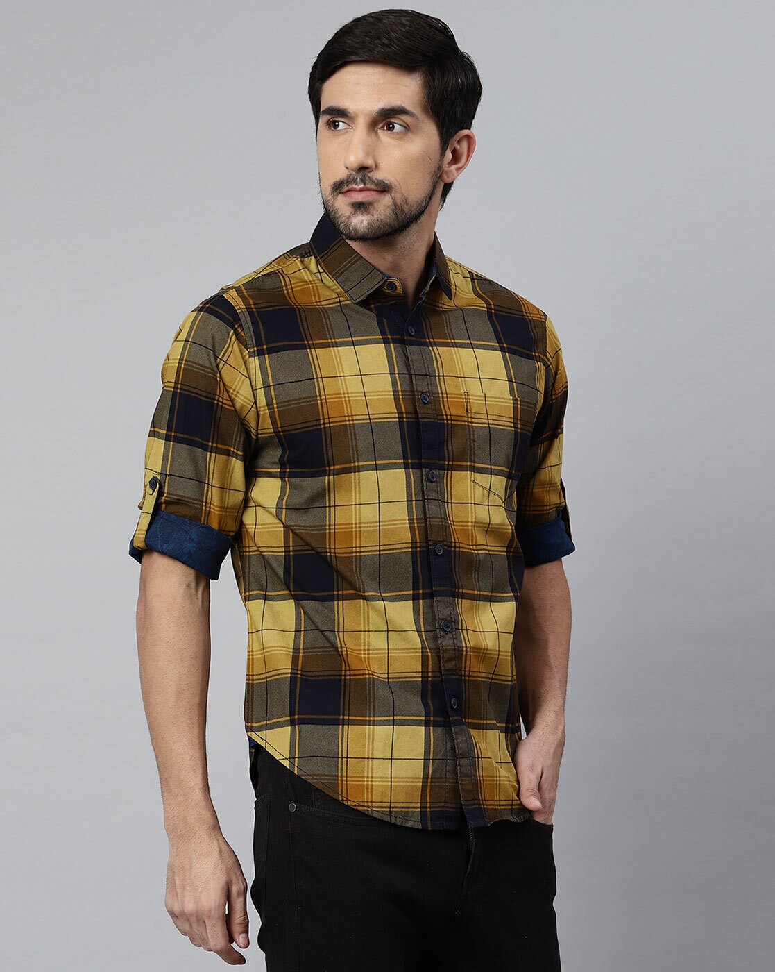 Yellow Black Check Shirt