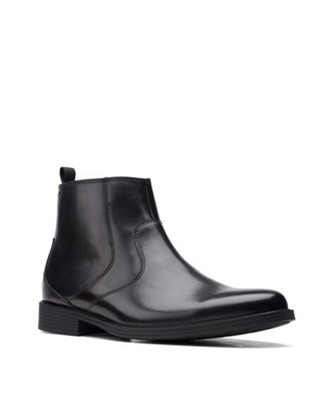 Clarks Heeled Slip-On Plain-Toe Boots