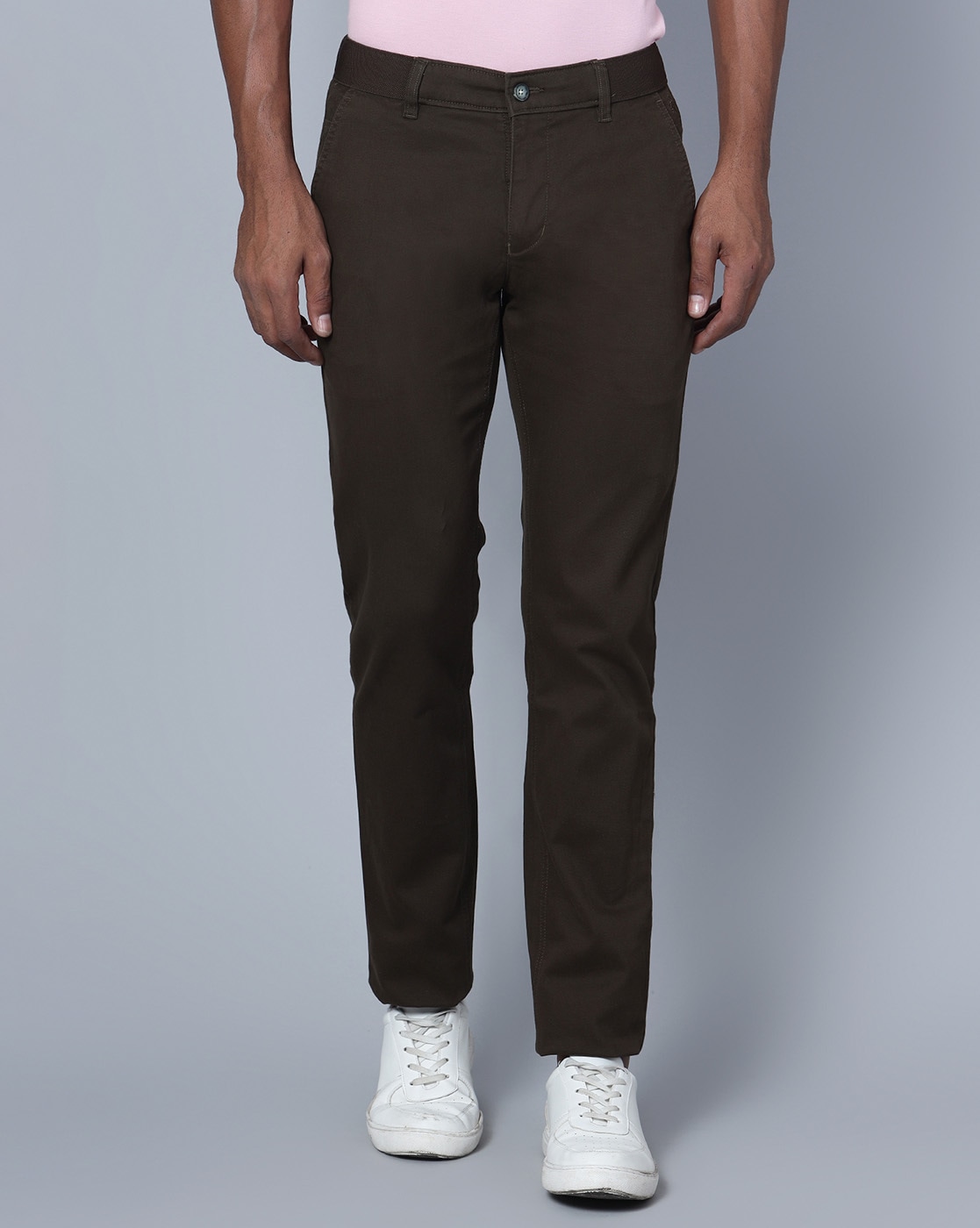 Buy Cantabil Dark Navy Flat Front Trousers for Men Online @ Tata CLiQ
