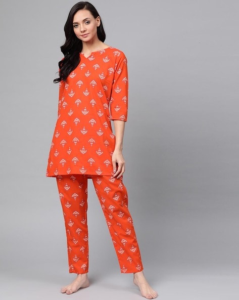 Buy Floral Night Suit, Indian Cotton Pyjamas Set, Nightwear, Pure Cotton  Fabric, Light Ultra-soft Night Dress, Women Cotton Pants Shirt Set Online  in India - Etsy