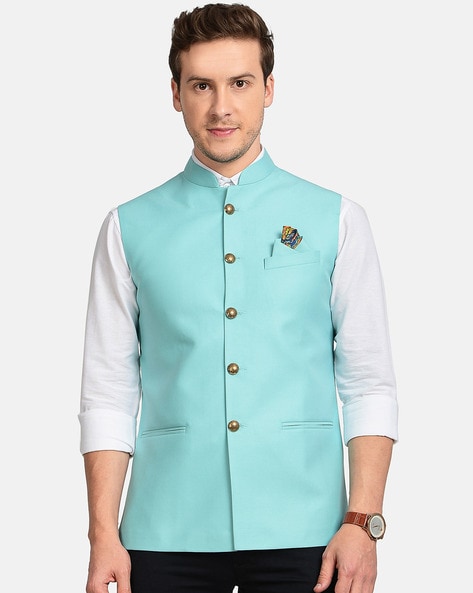 NIVAN NEHRU JACKET - POWDER BLUE – Studio East6