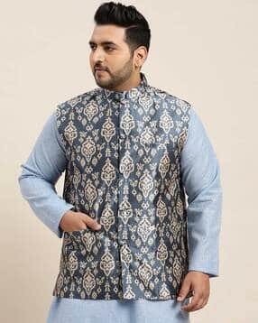 sojanya Textured Nehru Jacket  with Welt Pockets-picture-42