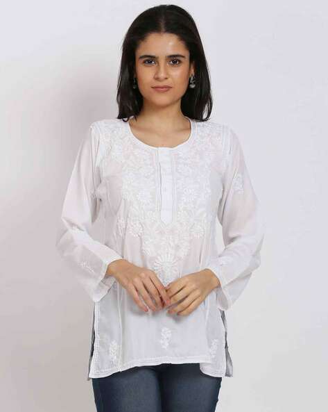 Buy Online Off White Cotton Kurti for Women  Girls at Best Prices in Biba  IndiaCHIKANKA16578SS21OW