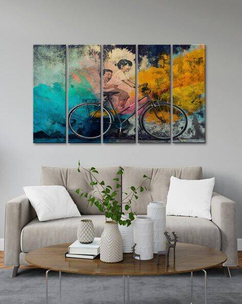 999store Abstract Cycle Five Panel Wall Painting