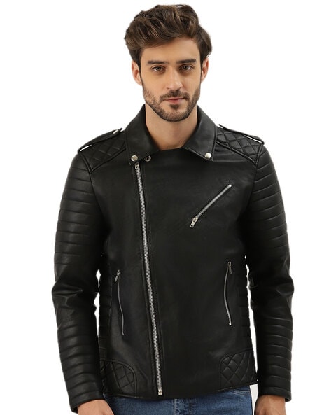 Ajio leather deals jackets mens