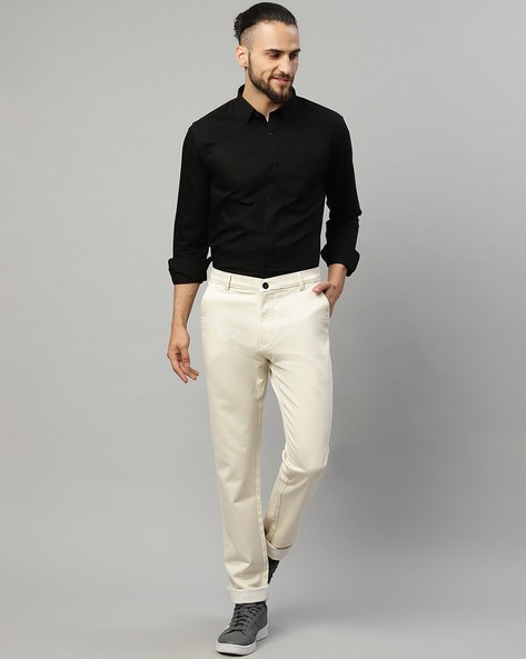 Buy SOJANYA Men Cream Coloured Smart Fit Solid Formal Trousers  Trousers  for Men 11397868  Myntra