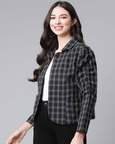 Black check 2025 jacket womens