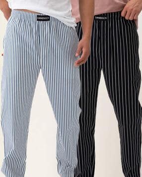 damensch Pack of 2 Striped Assorted Stretch Cotton Tapered Woven Pyjamas-picture-16