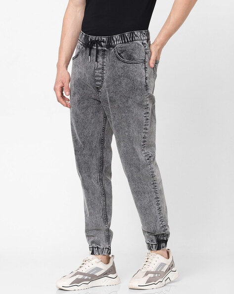 Grey denim joggers online