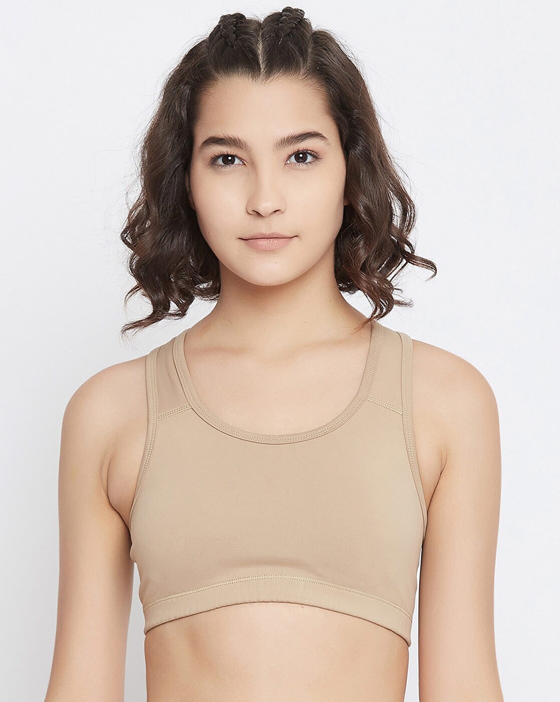 No Boundaries Beige Sports Bras for Women