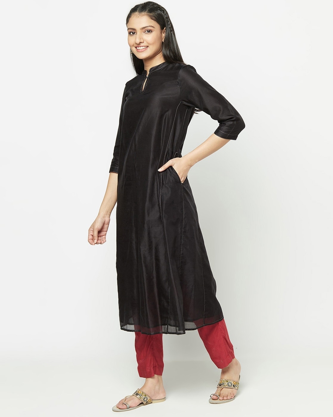 Black silk sale kurta fabindia