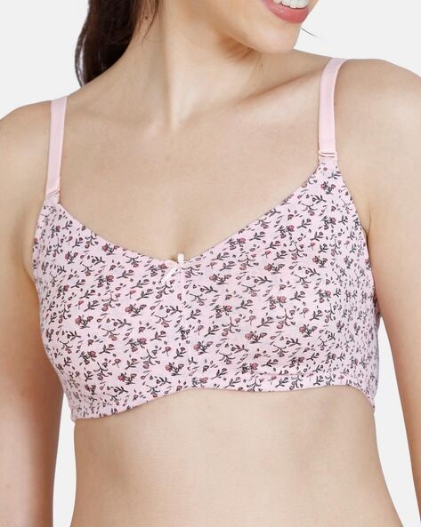 Buy Rosaline By Zivame Pink Floral Printed Non Wired T Shirt Bra - Bra for  Women 16952496