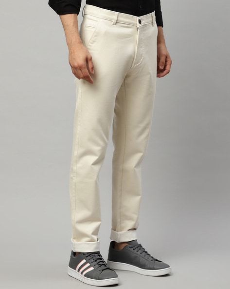 Buy Men CreamColoured Slim Fit Chino Trousers online  Looksgudin