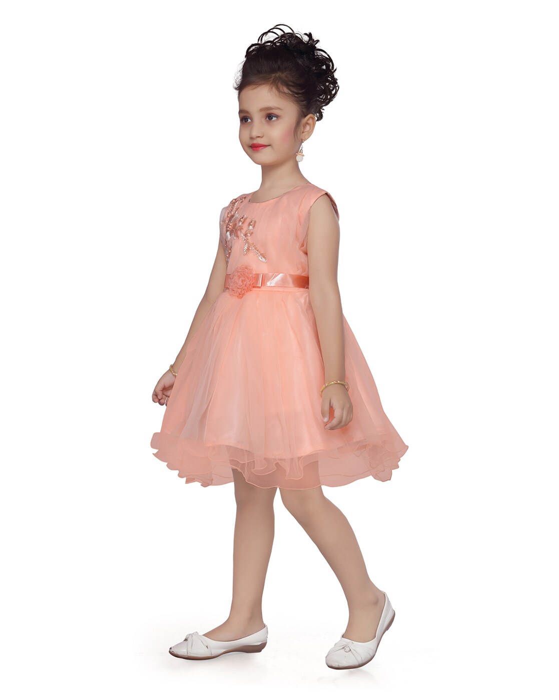 Peach color shop dress for girls