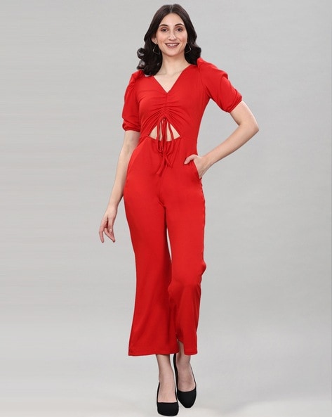 Red jumpsuit sale with bell sleeves