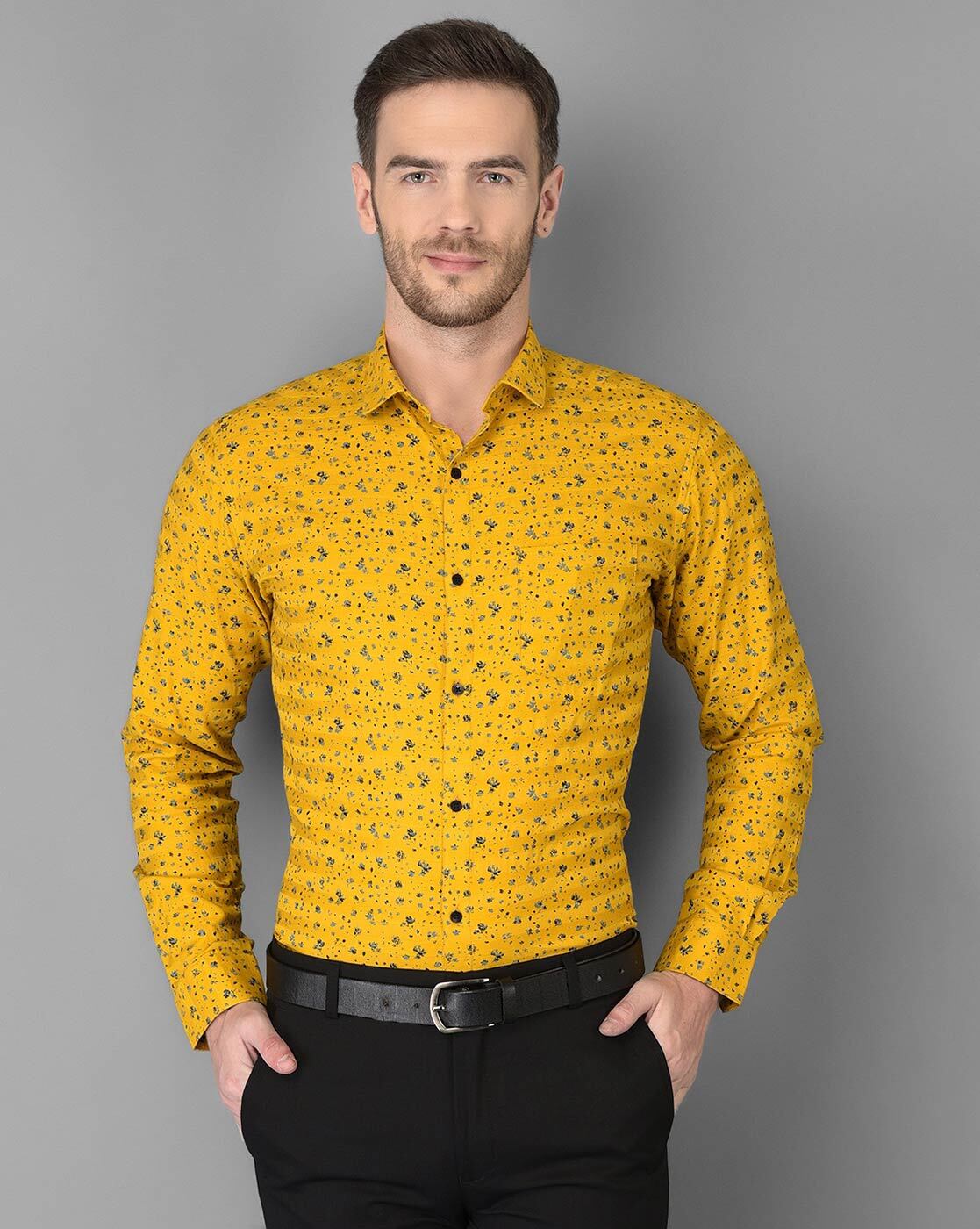 Floral Print Yellow Muslin Shirt  Floral Printed Shirt – London Prints