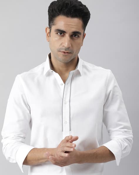 Rare Rabbit Men Solid Slim Fit Shirt