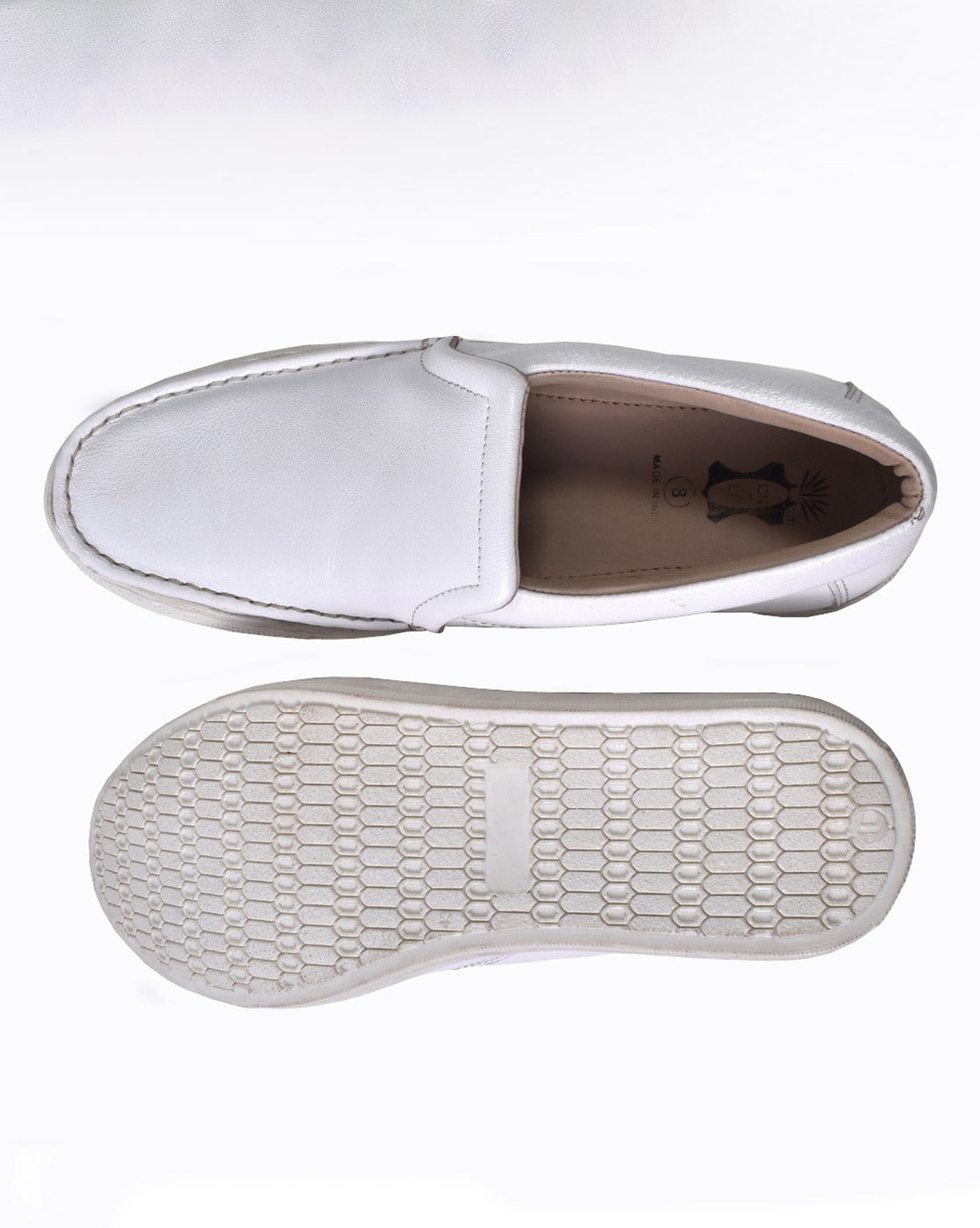 Mens white leather hot sale slip on