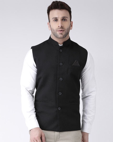 Men's black mandarin collar on sale jacket