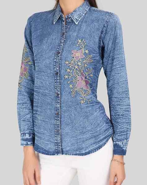 Embroidered hot sale jean shirt