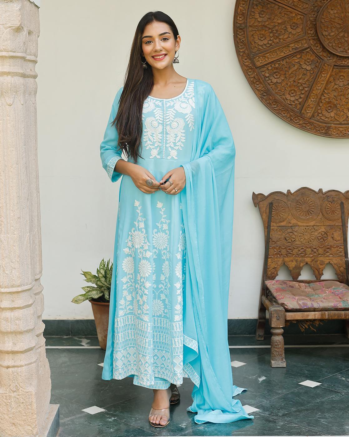 Buy Blue Ethnic Wear Sets for Girls by NEUDIS Online | Ajio.com