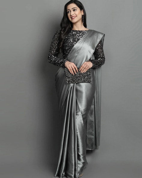 Buy Grey Sarees for Women by Mm Venture Online | Ajio.com