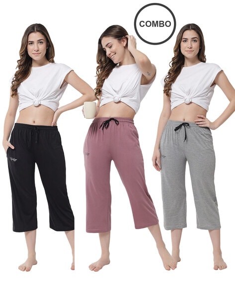Large And XL Ladies 34 Capri Printed And Plain Pants