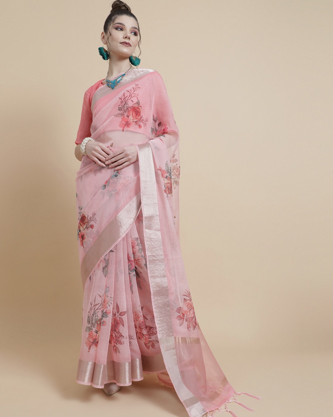 Buy Yellow Sarees for Women by Ri-wah Online | Ajio.com