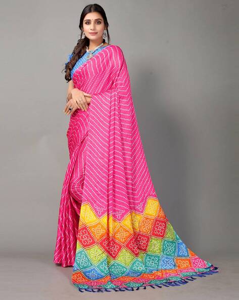 Pin on Handmade Bandhani Leheriya Sarees