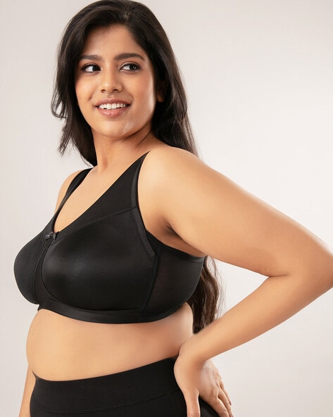 YWDJ Cotton Bras for Women Women Plus Size Unadjustable Sports  Extra-Elastic Breathable Lace Trim Bra Black 38 