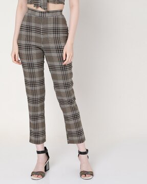 LIMITED COLLECTION Plus Size Curve Light Brown Check Wide Leg Trousers   Yours Clothing