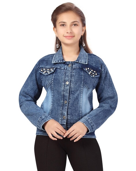 Buy Girls Blue Neon Button Denim Jacket Online at Sassafras