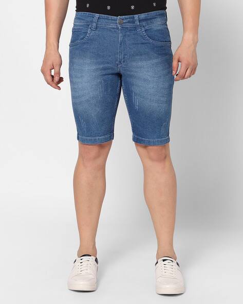 Flat Front Denim 3/4th Shorts