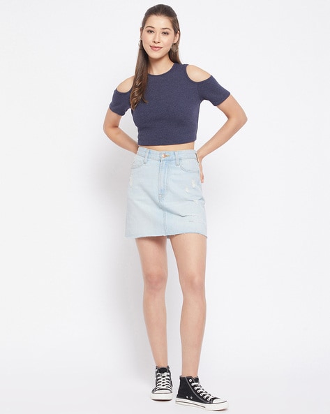 Buy IT'S ELEMENTAL NAVY COLD SHOULDER TOP for Women Online in India