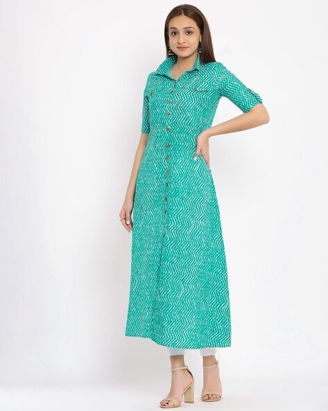 Blue Round Neck Rayon Plain Fish Cut Ladies Kurti at Rs 290 in Jaipur