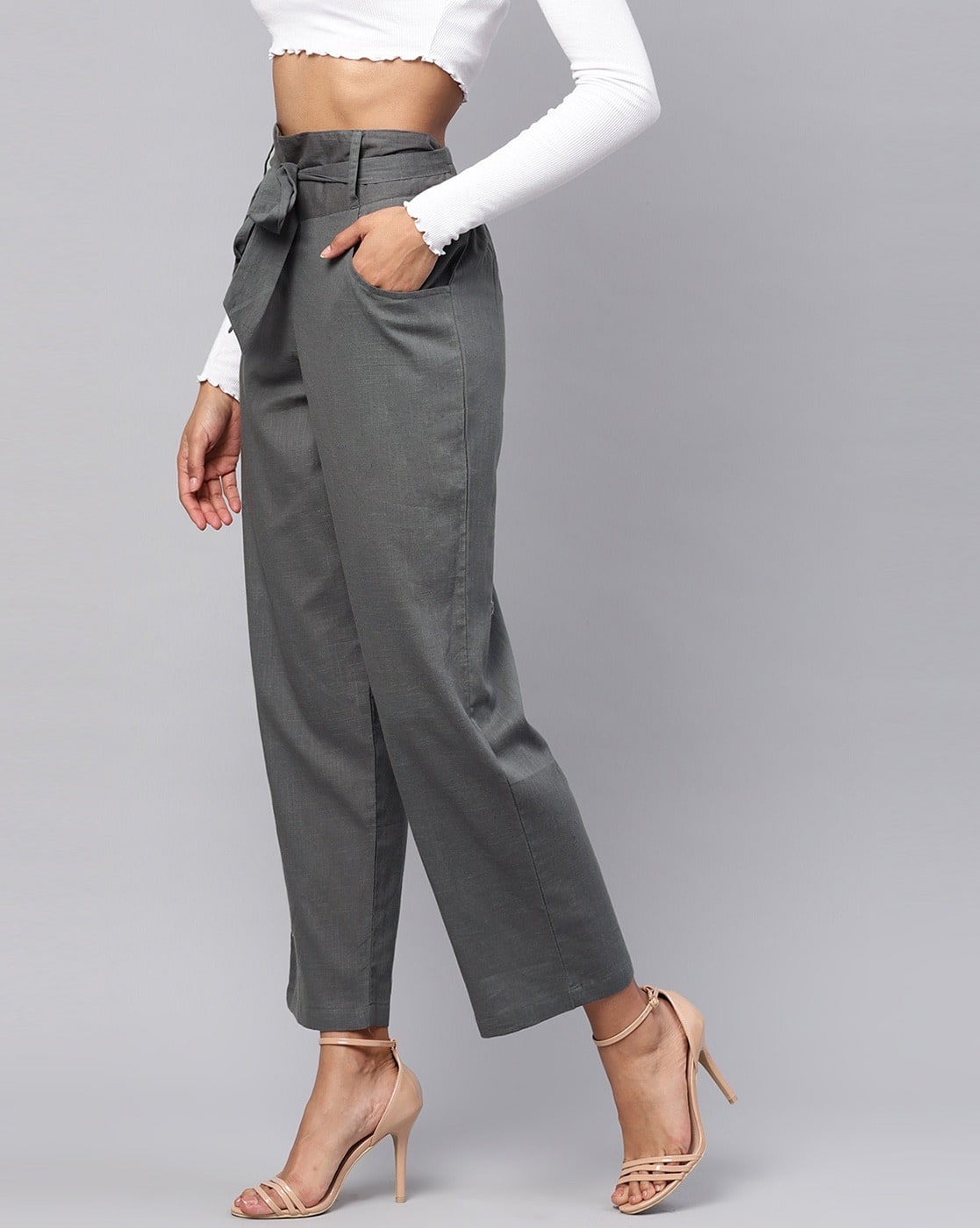 Buy Grey Trousers & Pants for Women by Idalia Online | Ajio.com 
