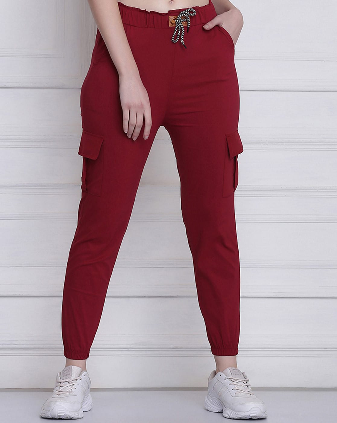Buy Ruby Wine Gap Twill Cotton Cargo Pants Online At Best Prices | Tistabene