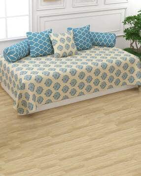 Set of 6 Printed Cotton Diwan Set-image-2
