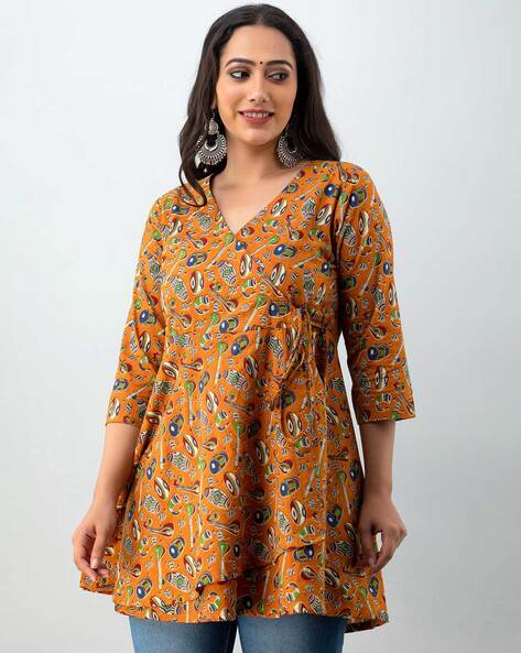 Buy Indian Georgette Designer Highlow Yellow Kurti Suits Online in India   Etsy