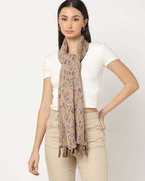 matchitt Women Floral Print Stole with Tassels-picture-43