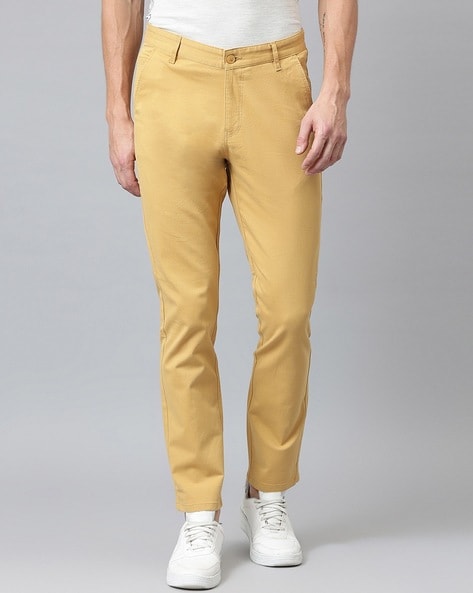 Buy Hangup Men Mustard Smart Regular Fit Solid Formal Trousers  Trousers  for Men 9302073  Myntra