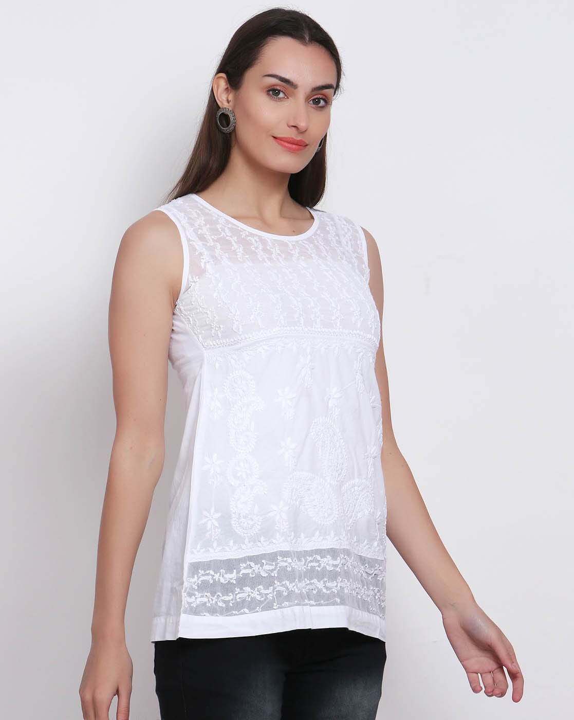 Buy Fabindia Cotton Cambric Chikankari Kurta and Pants - White (Set of 2)  online