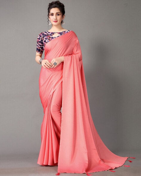 Peegli Saree Women's Indian Satin Silk Saree Solid Sari with India | Ubuy