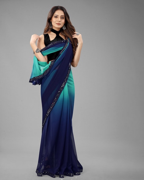 Simple Printed Linen Light Blue Saree SARV145056