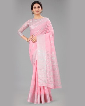 Buy Satrani Art Silk Silver & Pink Color Poly Silk Saree with Blouse piece  | sarees for Women| saree | sarees Online at Best Prices in India - JioMart.