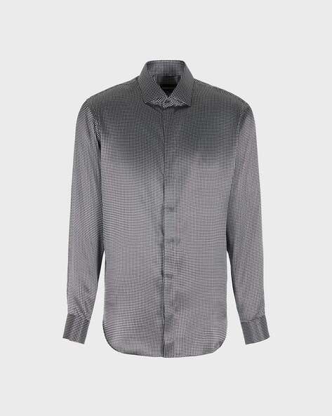 Buy GIORGIO ARMANI Main Line Regular Fit Silk Shirt, Black Color Men