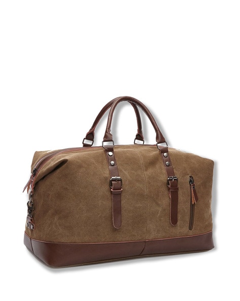 Duffle Bag Travel Fur Jaden Brown Textured Leatherette Stylish Spacious  Free Shi | eBay