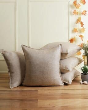 Set of 5 Premium Jute Solid Cushion Covers 16"X16"-image-13
